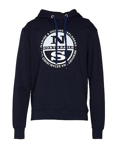 NORTH SAILS Hooded track jacket  Navy blue 60% Viscose, 35% Nylon, 5% Elastane