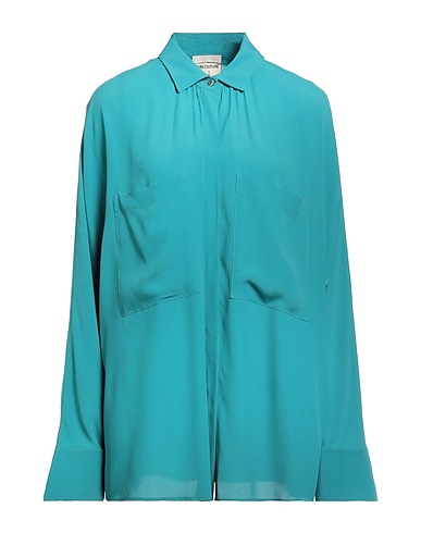 SEMICOUTURE Camicie e bluse tinta unita Turchese 65% Acetato, 35% Seta