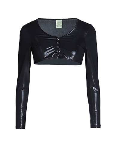 NOT AFTER TEN Crop top Black 87% Polyester, 13% Elastane
