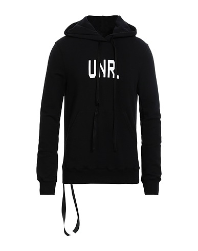 BEN TAVERNITI™ UNRAVEL PROJECT Hooded track jacket  Black 100% Cotton, Elastane, Viscose, Polyurethane