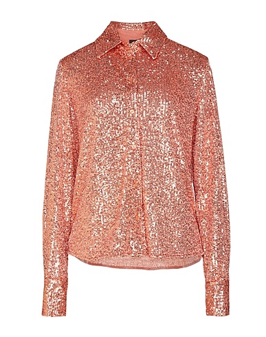 PINKO Shirts Salmon pink 94% Polyester, 6% Lamous™