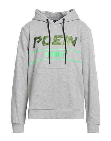 PLEIN SPORT Hooded track jacket  Grey 100% Cotton