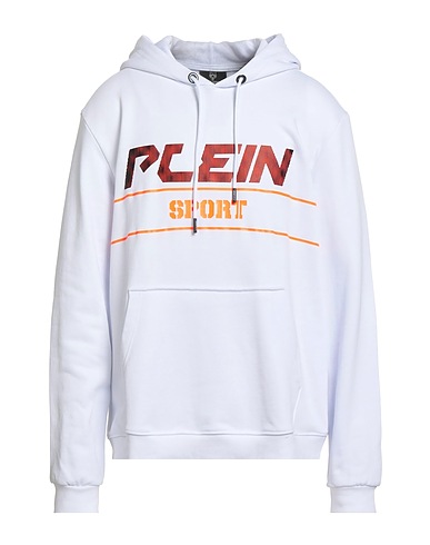 PLEIN SPORT Hooded track jacket  White 100% Cotton