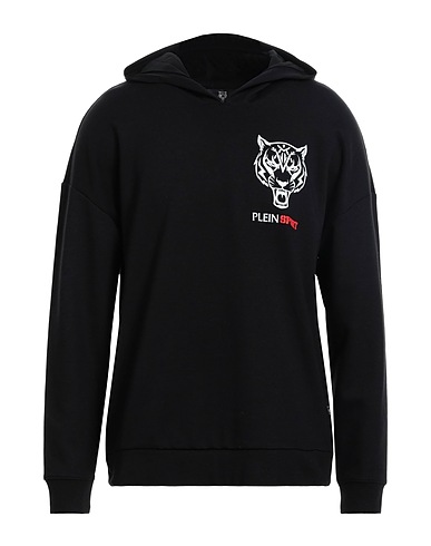 PLEIN SPORT Hooded track jacket  Black 52% Cotton, 48% Polyester