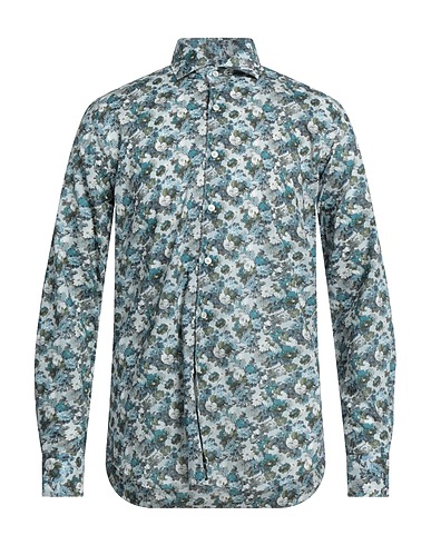 XACUS Patterned shirt Slate blue 100% Cotton