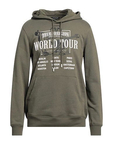TRUE RELIGION Hooded sweatshirt Military green 60% Cotton, 40% Polyester