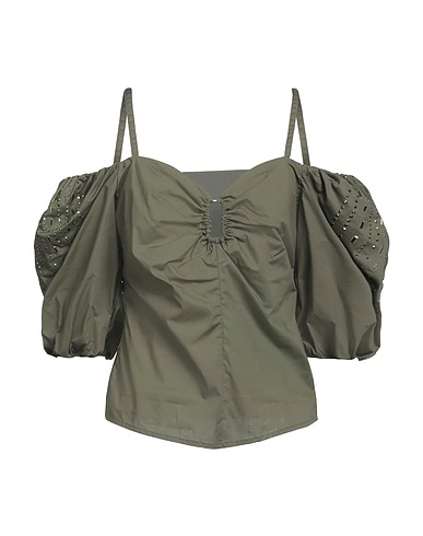 PINKO Top Verde militar 100% Algodón, Aluminio
