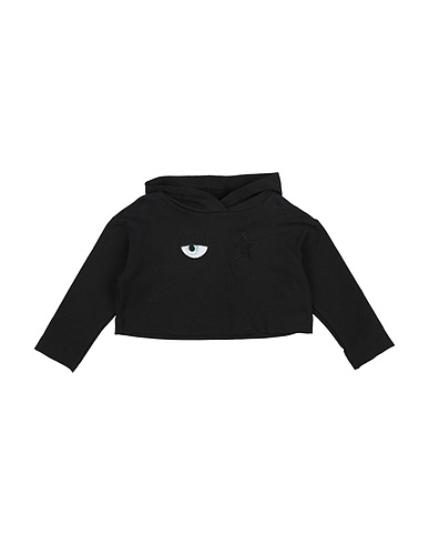 CHIARA FERRAGNI Hooded track jacket Black 96% Cotton, 4% Elastane