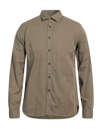 XACUS Solid colour shirt Khaki 100% Cotton
