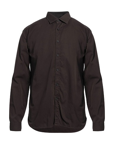 XACUS Solid color shirt Dark brown 100% Cotton