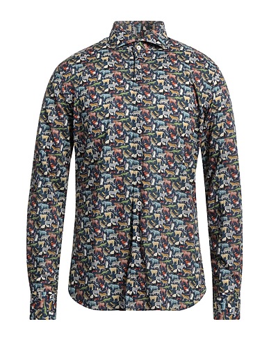 XACUS Patterned shirt Navy blue 100% Cotton