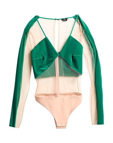 ELISABETTA FRANCHI TOPWEAR Green 90% Polyester, 10% Elastane, Polyamide