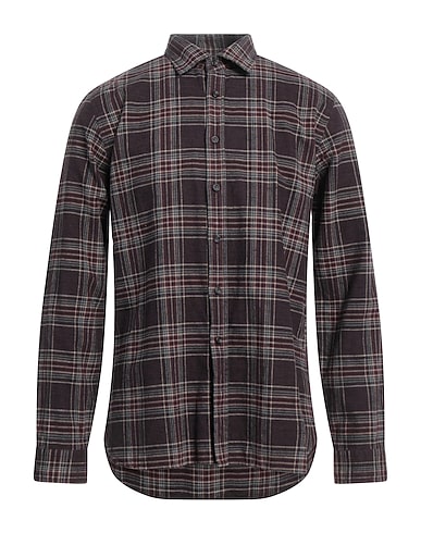 XACUS Checked shirt Chocolate brown 70% Cotton, 30% Linen
