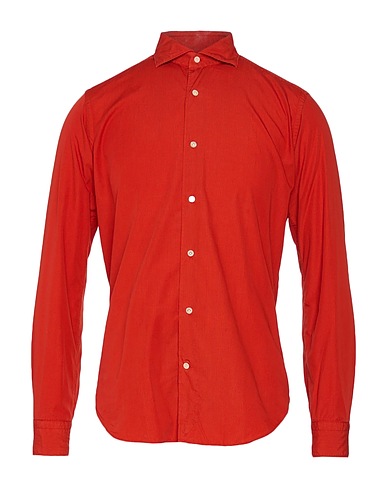 TRUZZI Checked shirt Brick red 100% Cotton