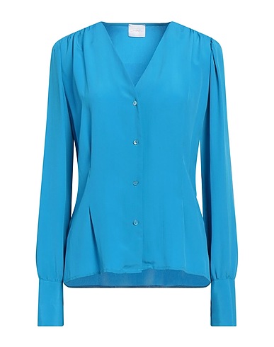 MERCI ITALIA Solid colour shirts & blouses Azure 88% Acetate, 12% Viscose