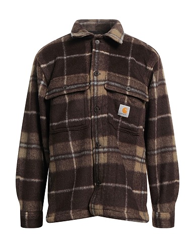 CARHARTT Checked shirt Dark brown 70% Polyester, 20% Acrylic, 10% Wool