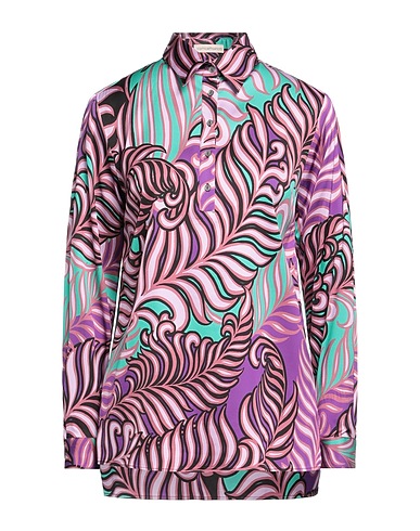 CAMICETTASNOB Floral shirts & blouses Turquoise 97% Viscose, 3% Elastane