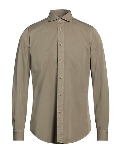 PORTOFIORI Camicia tinta unita Verde militare 100% Cotone