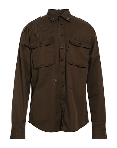 DSQUARED2 Solid colour shirt Military green 100% Cotton, Brass