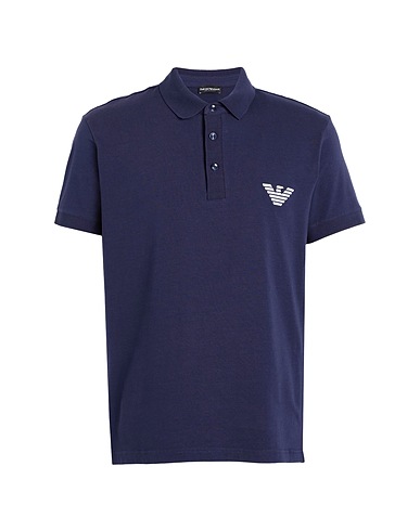 EMPORIO ARMANI Polo shirt Navy 94% Cotton, 6% Elastane