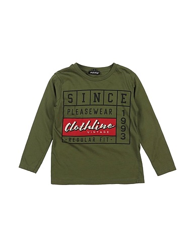 PLEASE T-shirt Verde militare 100% Cotone