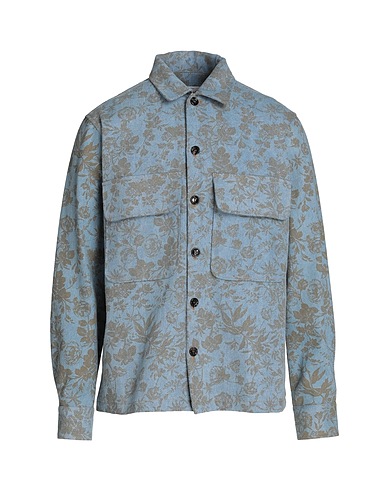 LC23 Patterned shirt PRINTED DENIM OVERSHIRT
 Pastel blue 100% Cotton