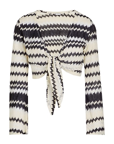 8 by YOOX Coprispalle COTTON JACQUARD CROP TOP W/ FRONT KNOT 43% Poliestere, 43% Cotone, 14% Viscosa