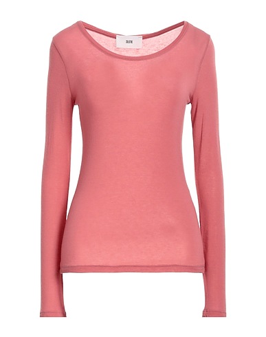 SOLOTRE Basic T-Shirt Salmon pink 66% Viscose, 19% Polyamide, 9% Wool, 6% Elastane