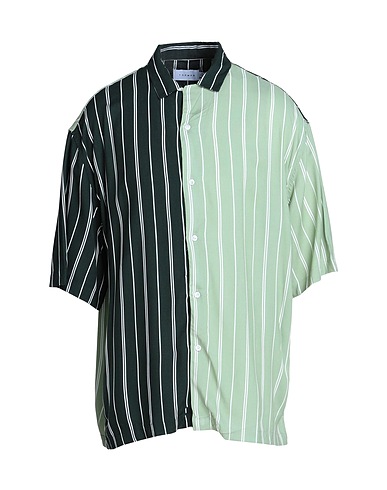 TOPMAN Striped shirt Dark green 100% Viscose