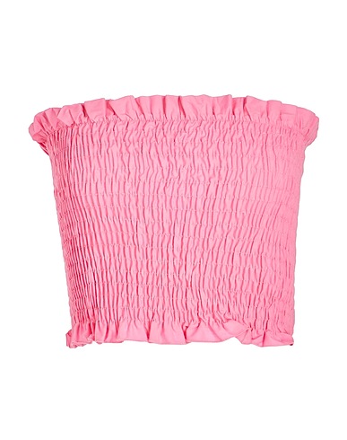 8 by YOOX Top COTTON BANDEAU CROP TOP Pink 100% Cotton