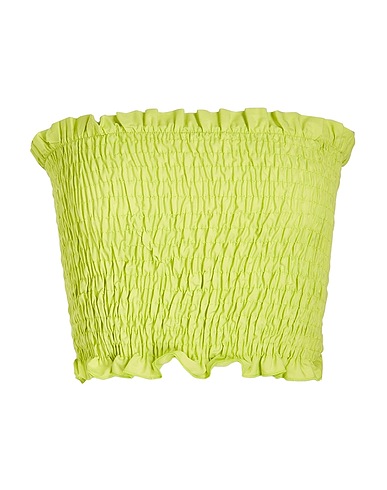 8 by YOOX Top COTTON BANDEAU CROP TOP Lime green 100% Cotton
