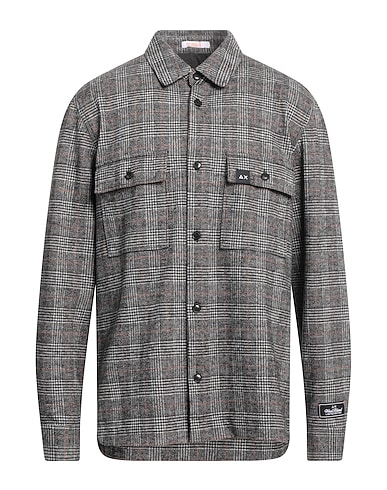SUN 68 Checked shirt Black 50% Polyester, 25% Wool, 25% Cotton