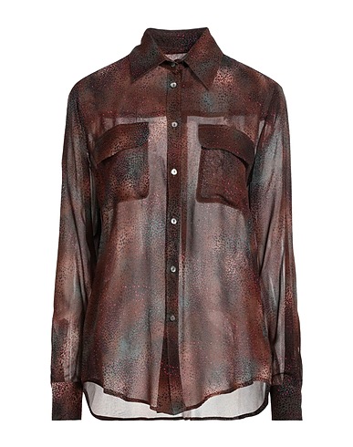 CAMICETTASNOB Patterned shirts & blouses Brown 100% Viscose