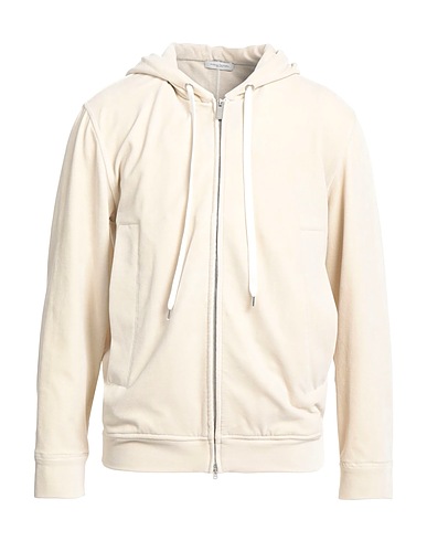 PAOLO PECORA Hooded sweatshirt Ivory 76% Cotton, 21% Polyamide, 3% Elastane