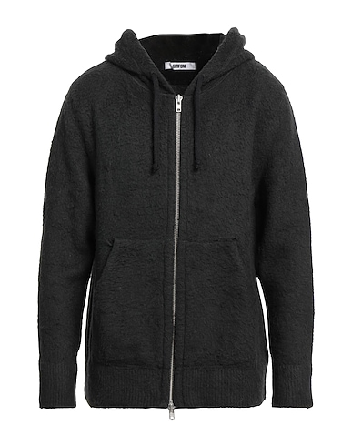 GRIFONI Hooded track jacket  Black 80% Cotton, 15% Polyamide, 5% Elastane