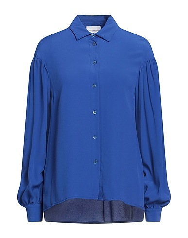 ATOS LOMBARDINI Solid color shirts & blouses Blue 65% Acetate, 35% Silk