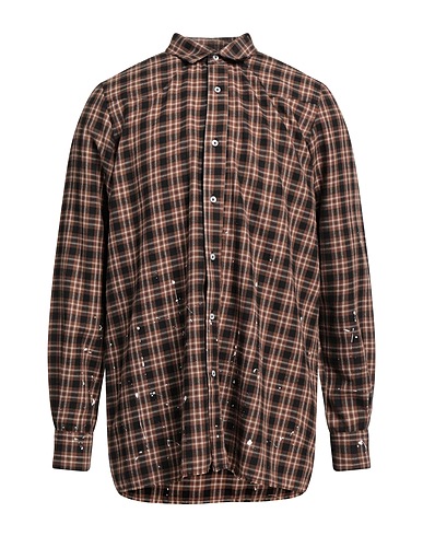 FAMILY FIRST  Milano Checked shirt Brown 70% Cotton, 20% Acrylic, 10% Other Fibres