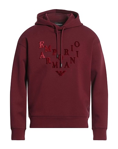 EMPORIO ARMANI Hooded track jacket  Burgundy 77% Cotton, 19% Polyester, 4% Elastane