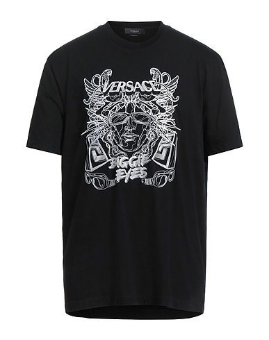 VERSACE T-shirt NERO 100% Cotton, Viscose