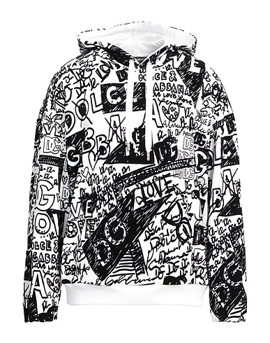 DOLCE&GABBANA Hooded track jacket  White 97% Cotton, 3% Polyamide