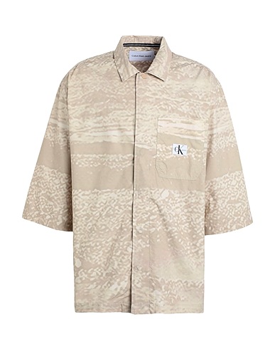 CALVIN KLEIN JEANS Hemd mit Muster Beige 100% Baumwolle