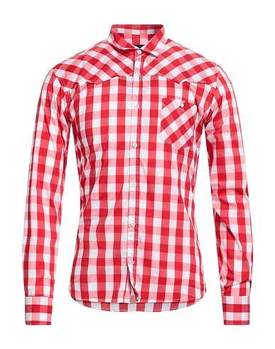 P. LANGELLA Checked shirt Red 68% Cotton, 30% Nylon, 2% Elastane