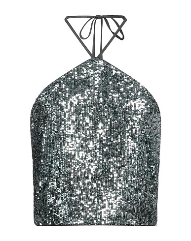 PINKO Crop top Dark green 93% Polyester, 7% Elastane