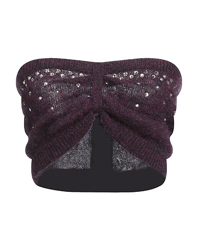 ALESSANDRA RICH Crop top Plum 35% Mohair wool, 35% Wool, 27% Polyamide, 3% Elastane, Glass