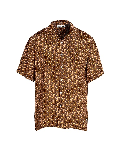 YES I AM by CRISTIANO RINALDI Patterned shirt Brown 100% Viscose