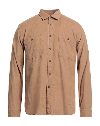XACUS Solid colour shirt Camel 100% Cotton