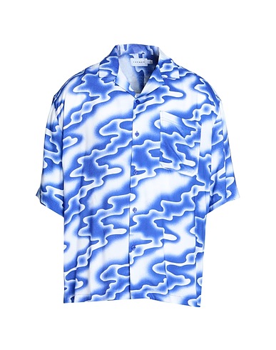 TOPMAN Patterned shirt Bright blue 100% Viscose