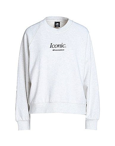 NEW BALANCE Sweatshirt Athletics Icono-Graphic Crew Sweatshirt
 Light grey 100% Cotton
