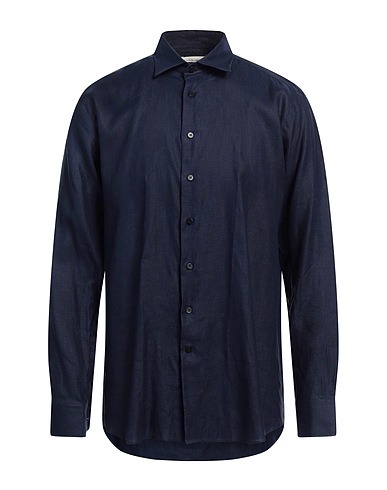 ETRO Solid colour shirt Navy blue 100% Hemp