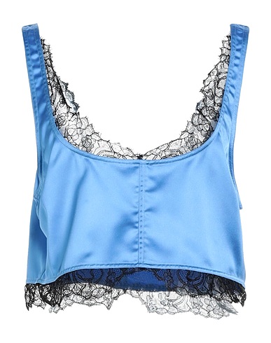 GANNI Top Light blue 97% Polyester, 3% Elastane